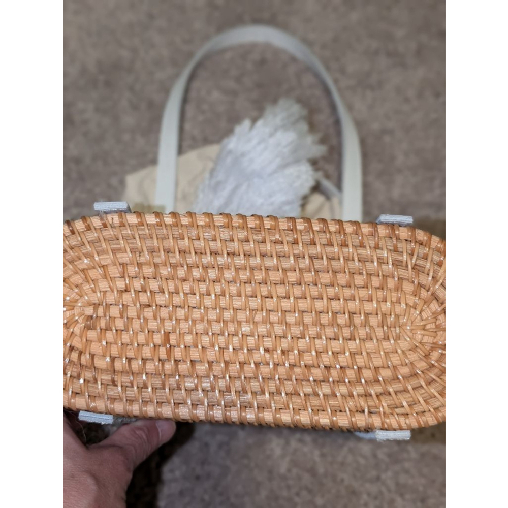 Women's Unbranded Woven Tote Bag One Size Brown and White - Picture 5 of 6